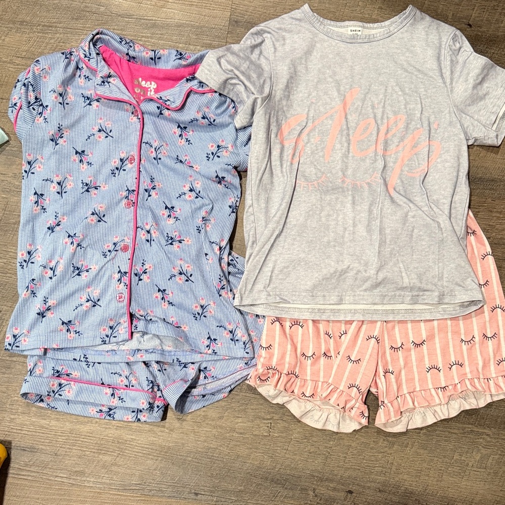 Sleep On Blue Floral and Gray Pajama Set, SHEIN pajama set